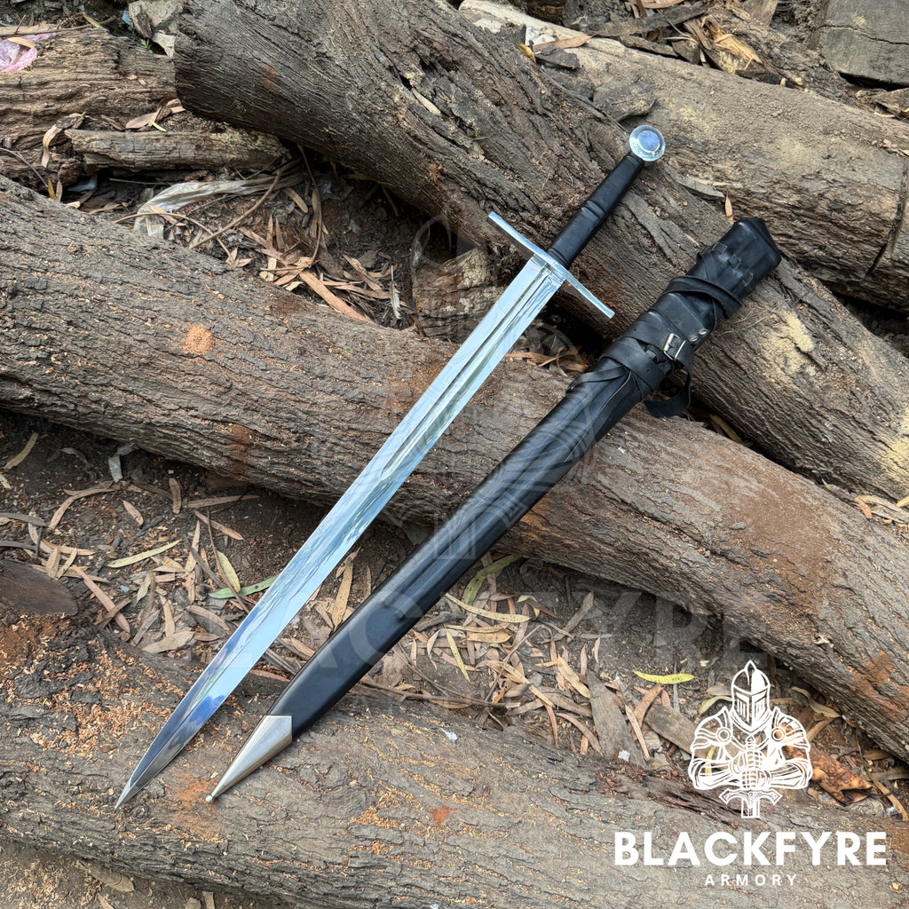 Medieval Crécy Sword – HEMA Training Longsword & Decorative Wall Display | Hand-Forged 5160 Spring Steel